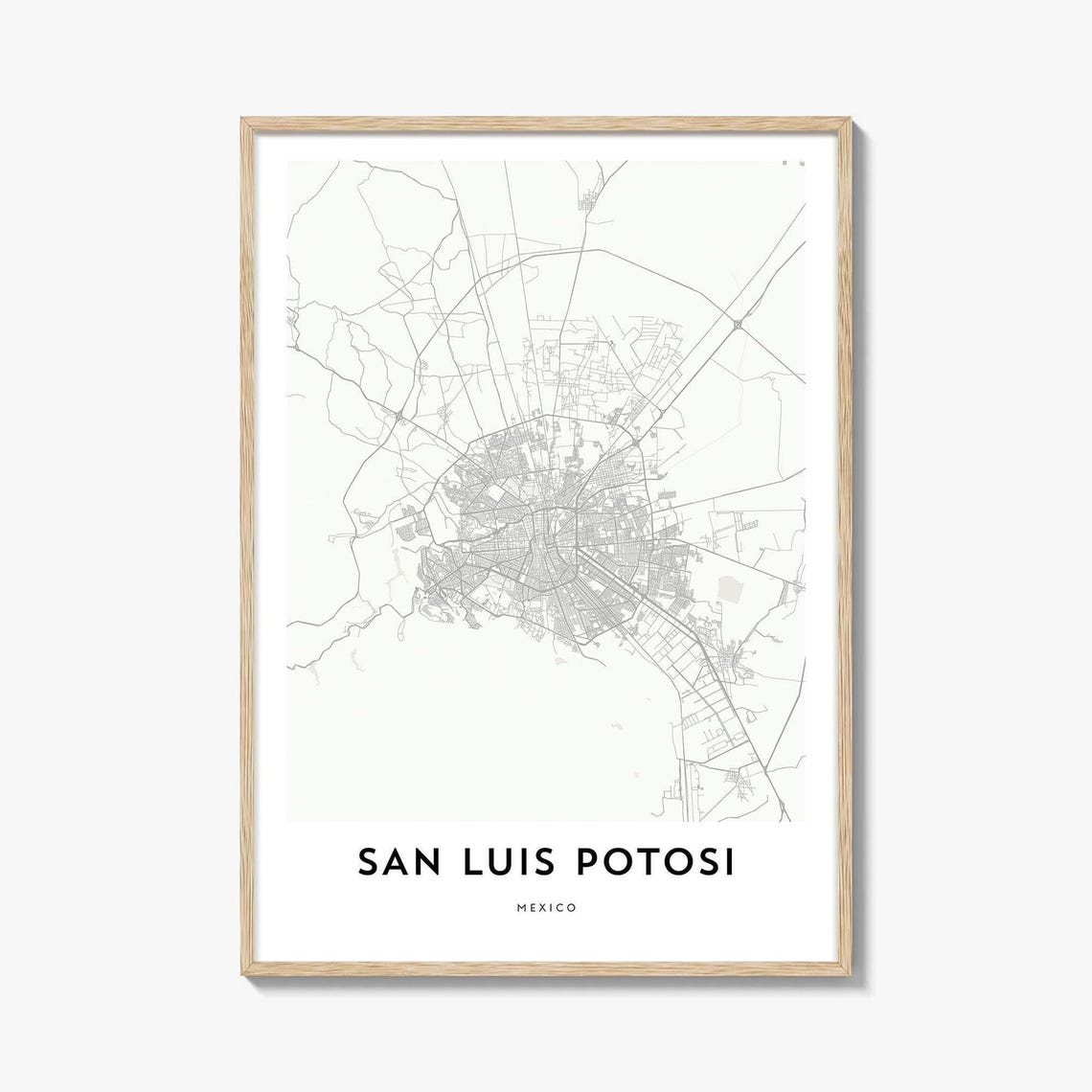 San Luis Potosi Mexico Refined Minimalist City Street Map Art Poster