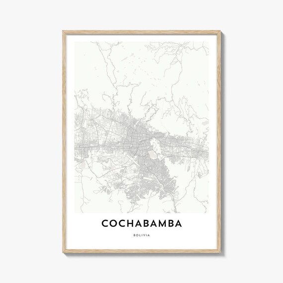 Cochabamba Bolivia Minimalist Andean Valley City Street Map Poster