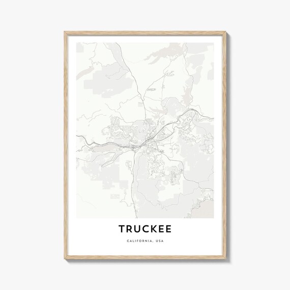 Truckee California USA Minimalist Mountain Town Street Map Poster