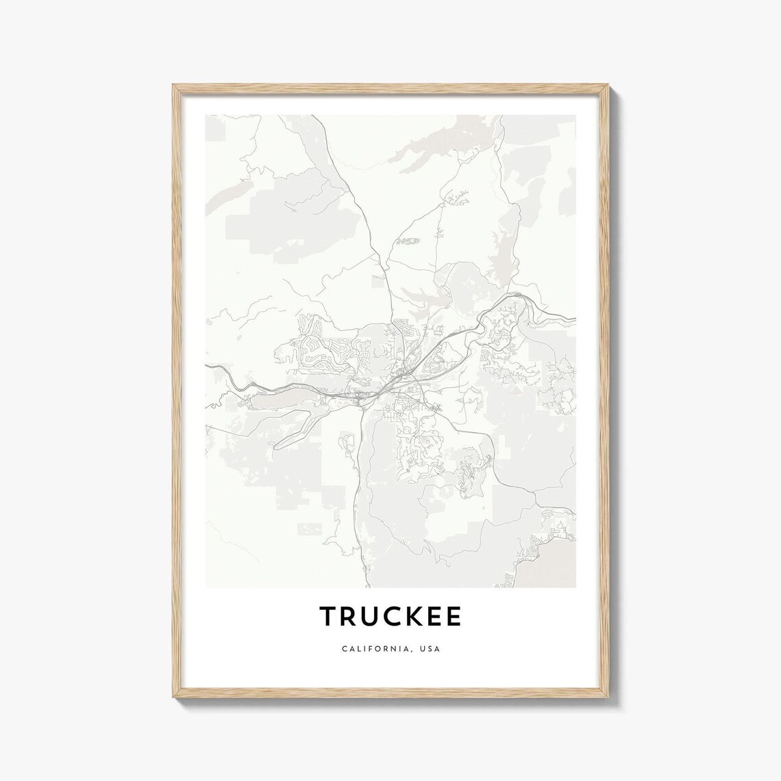 Truckee California USA Minimalist Mountain Town Street Map Poster