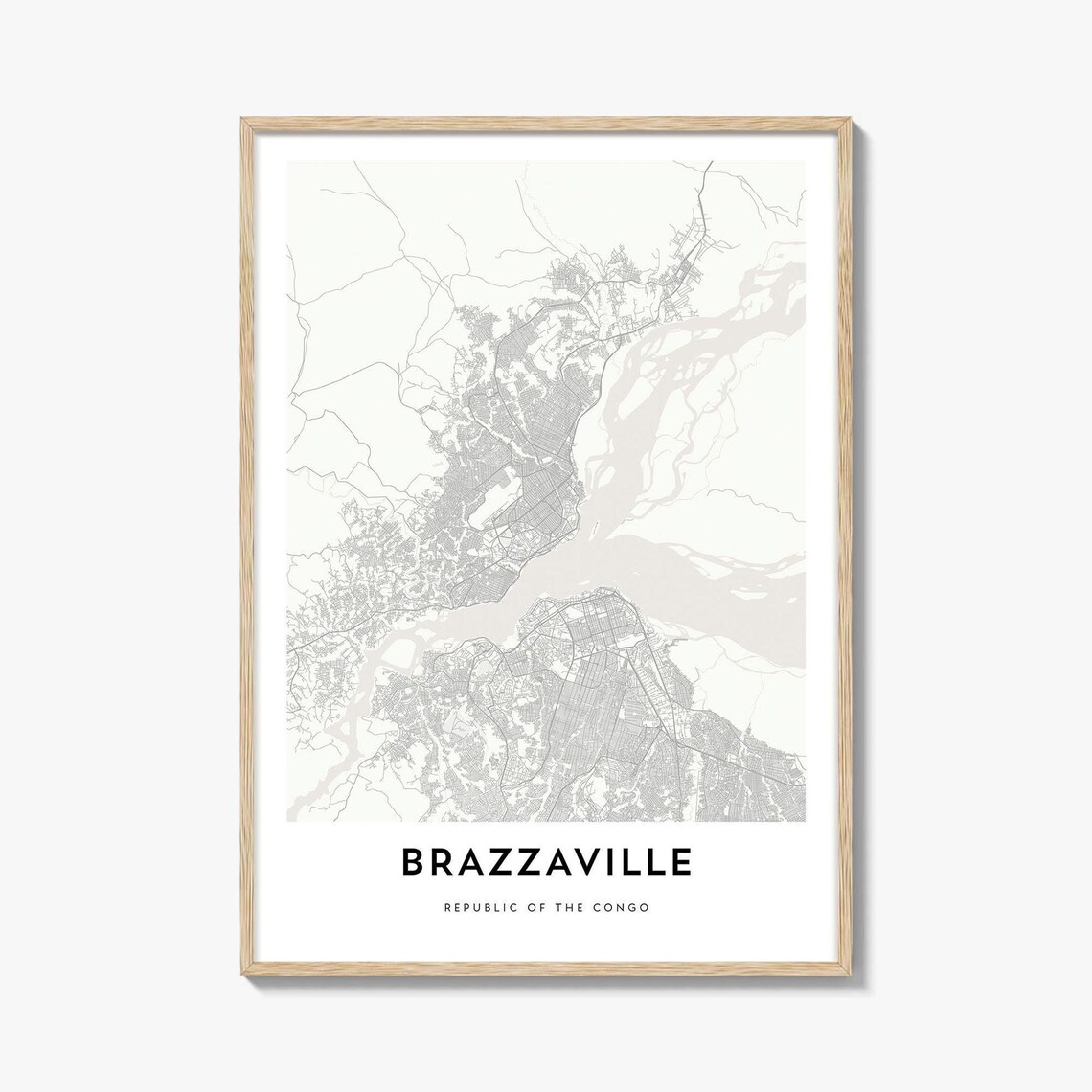 Brazzaville Republic of the Congo Street Map Minimalist City Print