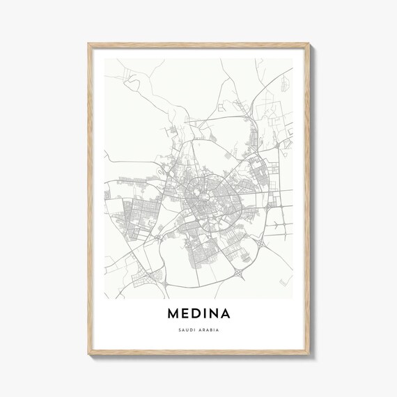 Medina Saudi Arabia Minimalist City Map Poster Modern Decor Artwork