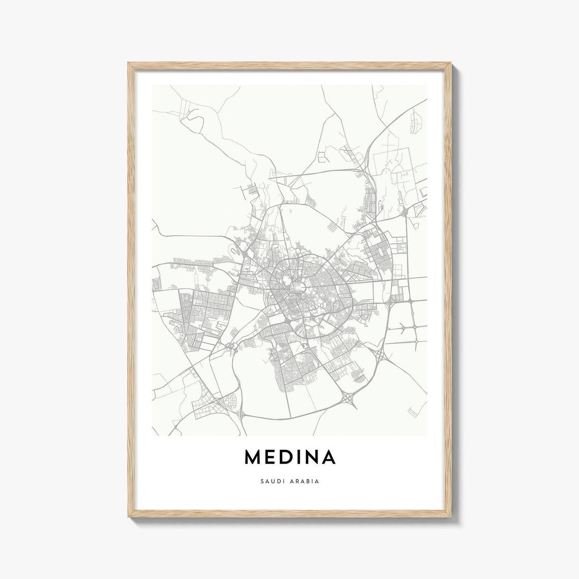 Medina Saudi Arabia Minimalist City Map Poster Modern Decor Artwork