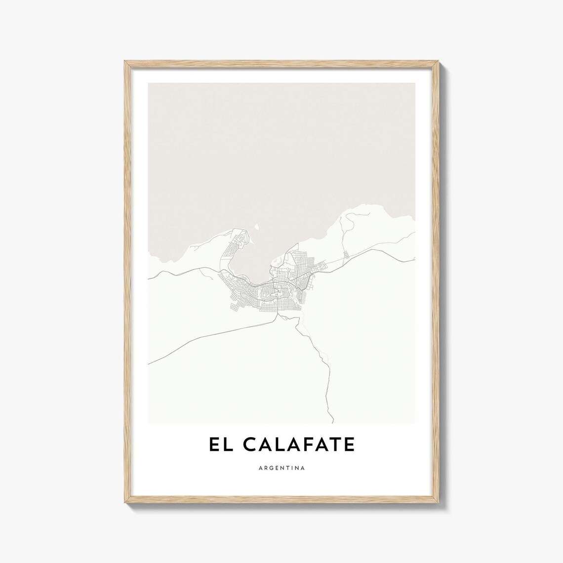 El Calafate Argentina Minimalist City Map Poster for Patagonia Travel Decor
