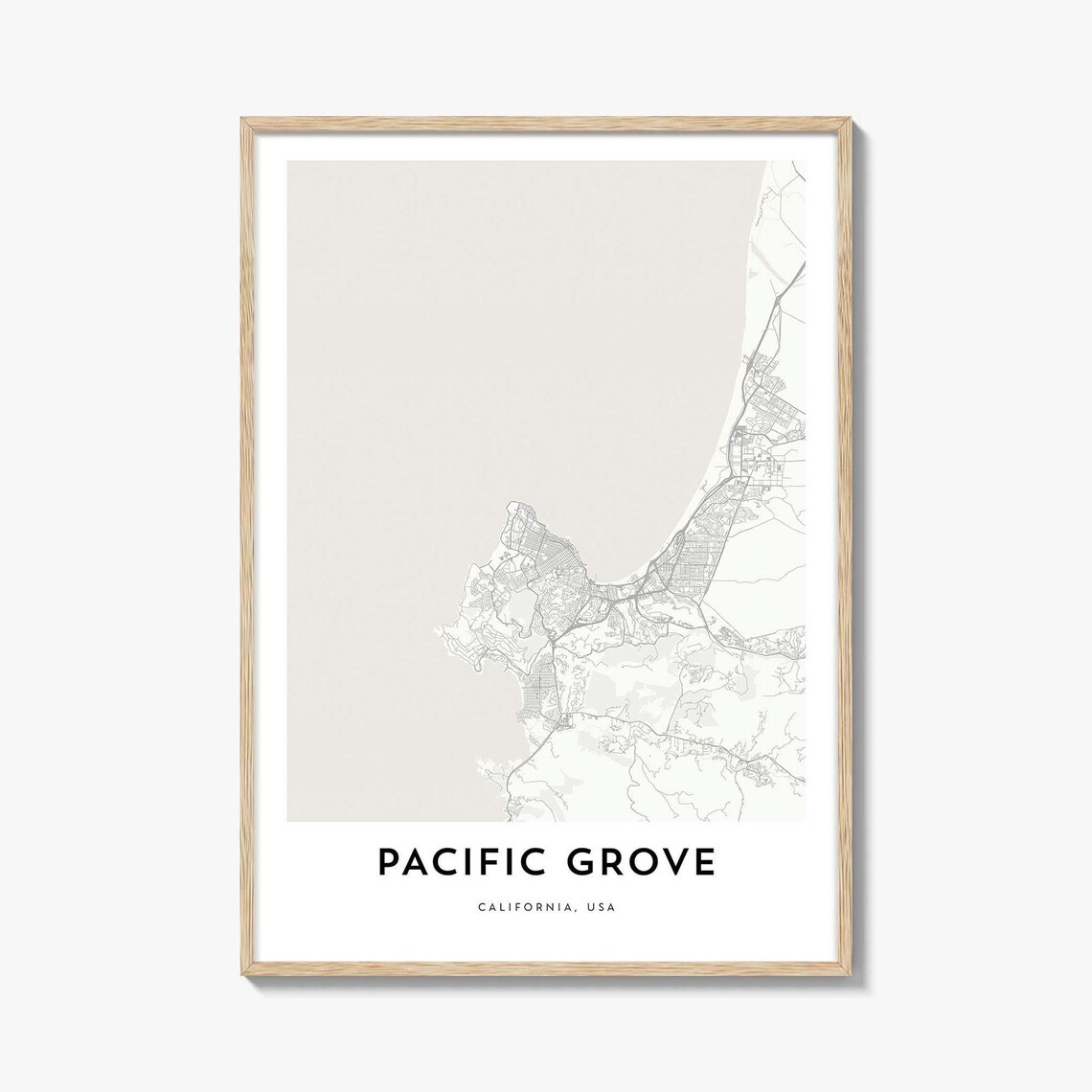 Pacific Grove California City Street Map Minimalist Line Art Poster