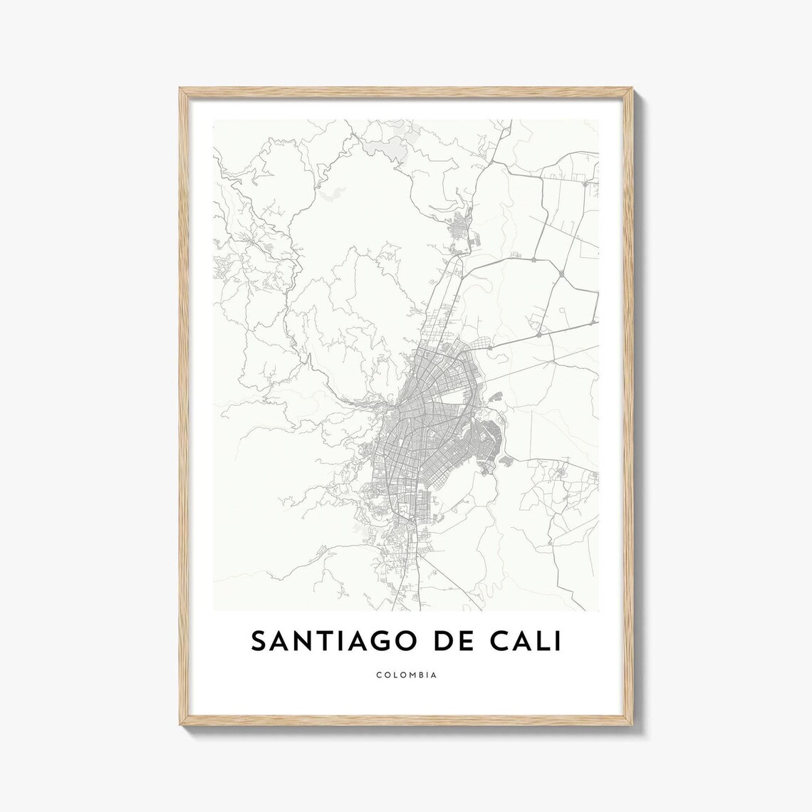 Minimalist Santiago de Cali Colombia City Street Map Gift Poster