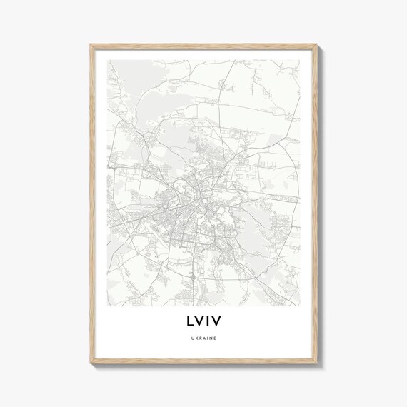 Lviv Ukraine City Street Map Minimalist Line Art Wall Poster