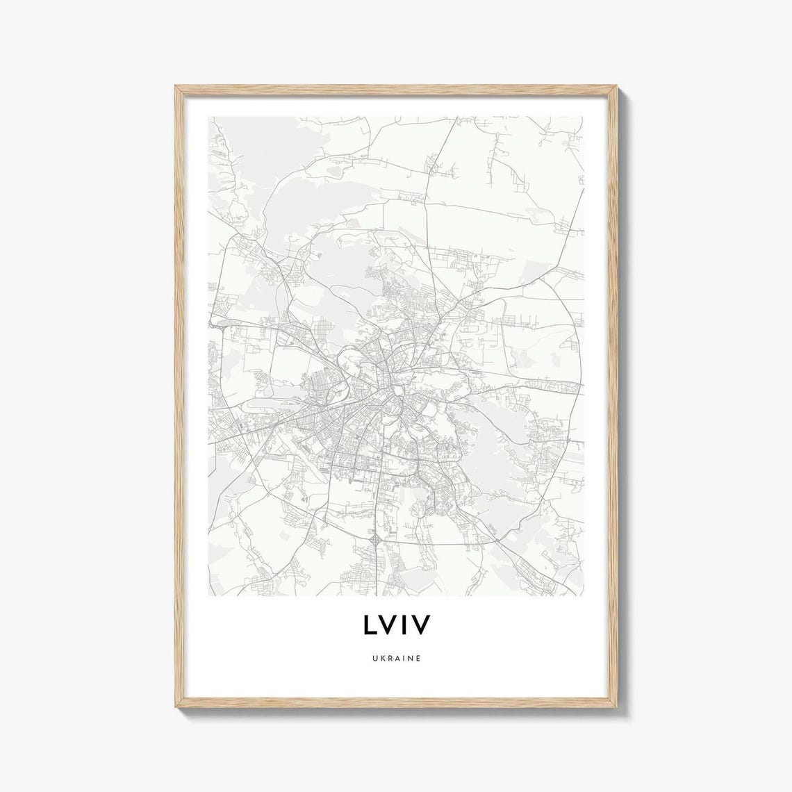Lviv Ukraine City Street Map Minimalist Line Art Wall Poster