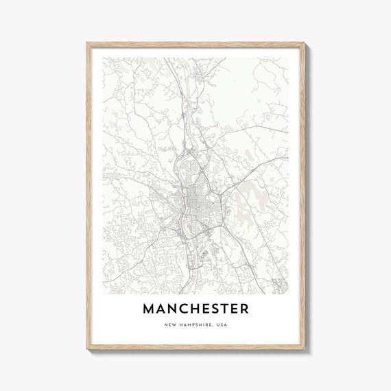 Manchester New Hampshire Minimalist City Map Print USA Town Wall Decor