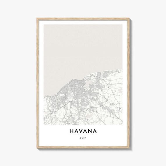 Havana Cuba Minimalist City Street Map Caribbean Travel Decor Poster