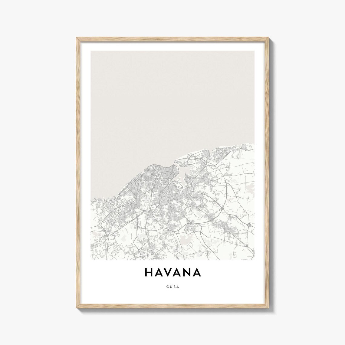 Havana Cuba Minimalist City Street Map Caribbean Travel Decor Poster