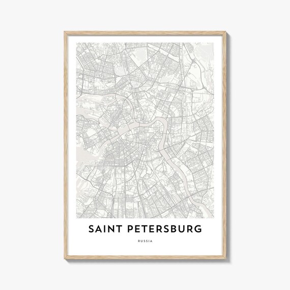 Saint Petersburg Russia Minimalist City Map Neutral Wall Art