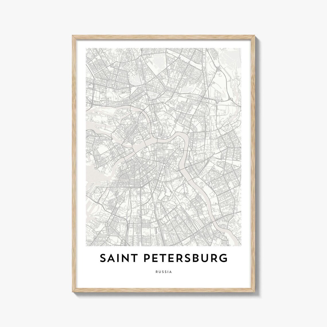 Saint Petersburg Russia Minimalist City Map Neutral Wall Art