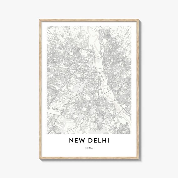 New Delhi India Minimalist Detailed City Street Map Art Poster