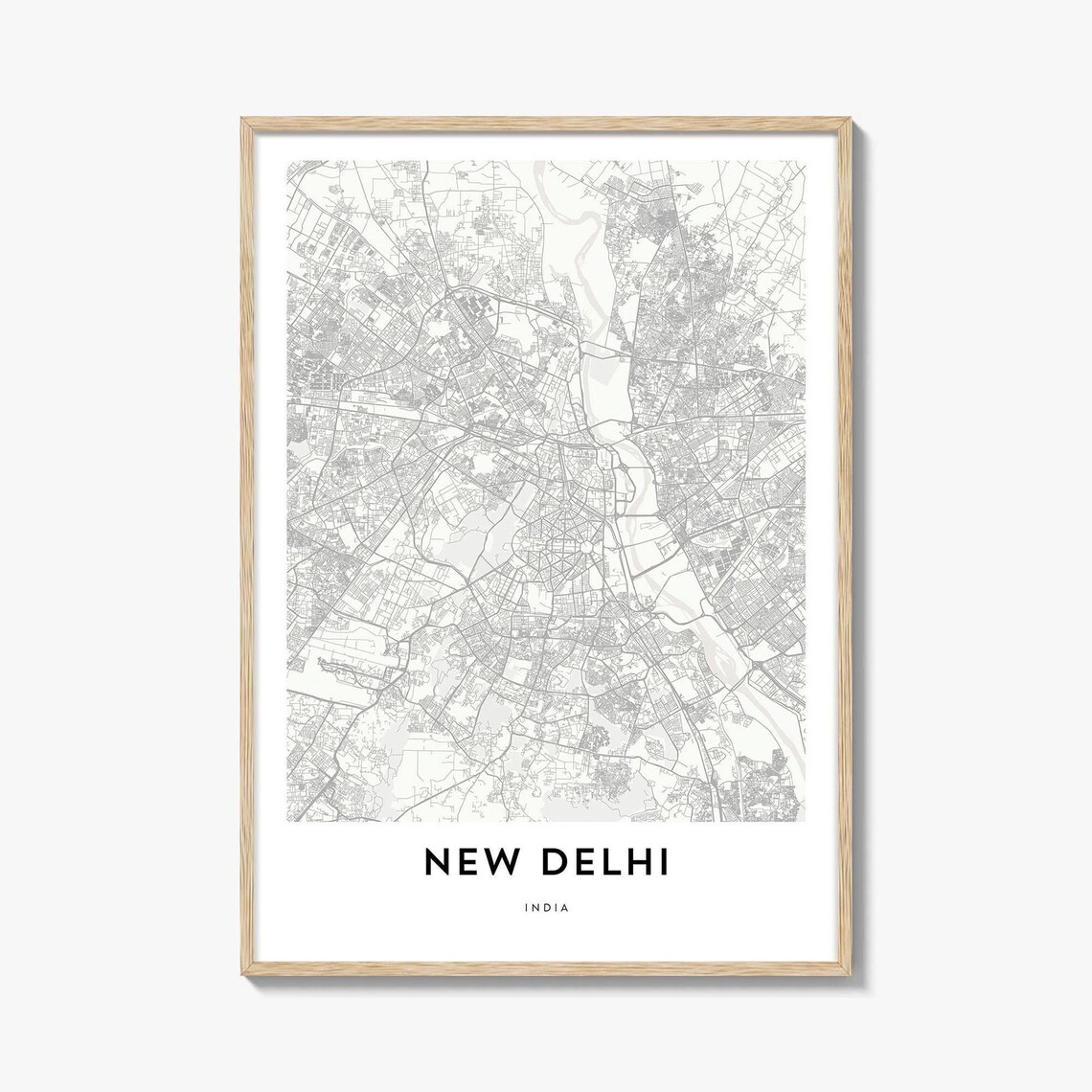 New Delhi India Minimalist Detailed City Street Map Art Poster