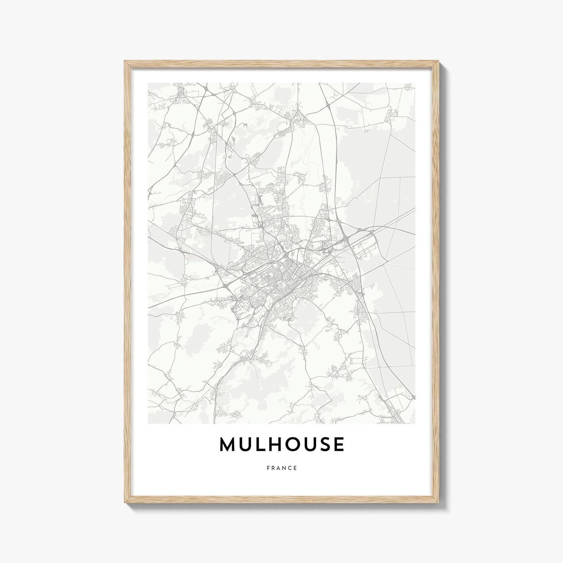 Mulhouse France Minimalist City Street Map Alsace France Travel Poster