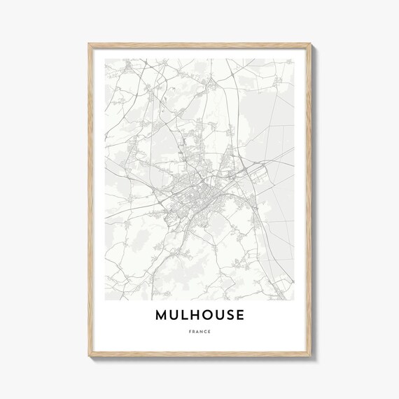 Mulhouse France Minimalist City Street Map Alsace France Travel Poster