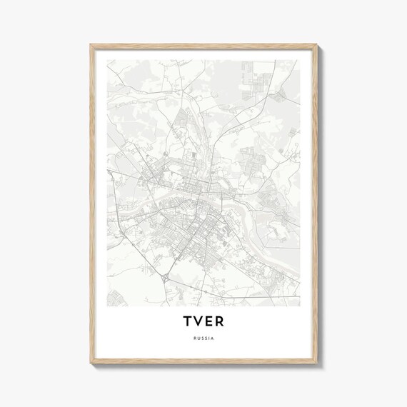 Tver Russia Minimalist City Street Map Poster Volga River Decor