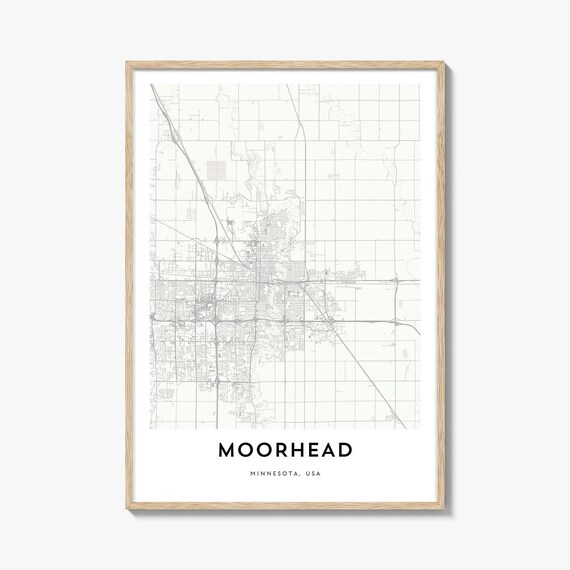 Moorhead Minnesota USA Minimalist City Map Line Art Poster Decor