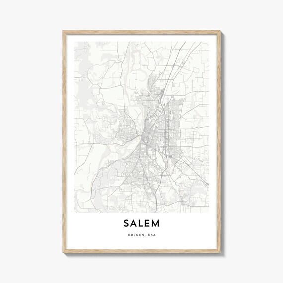 Salem Oregon Willamette River Valley Minimalist City Map Poster