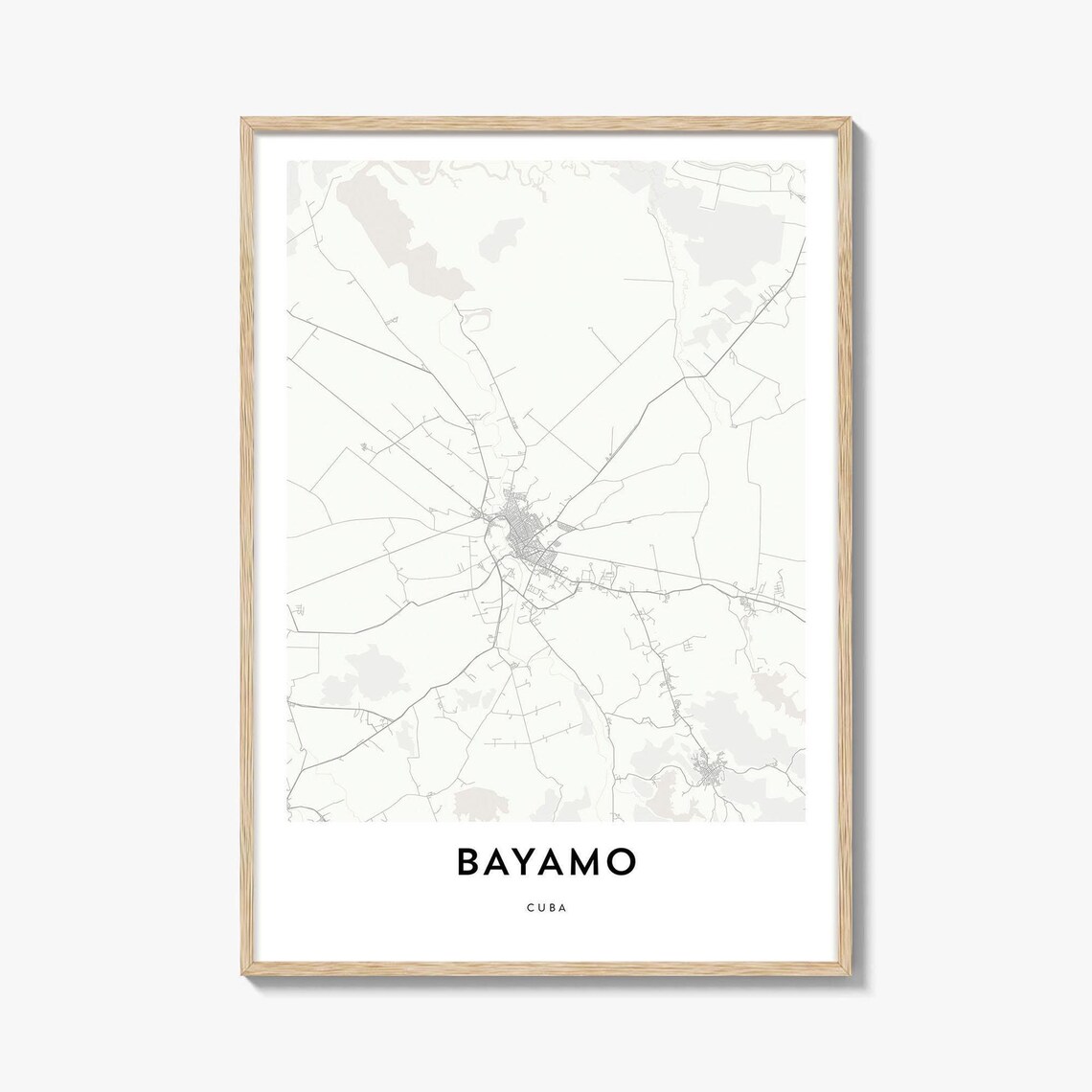 Bayamo Cuba Minimalist City Map Street Grid Modern Decor Print