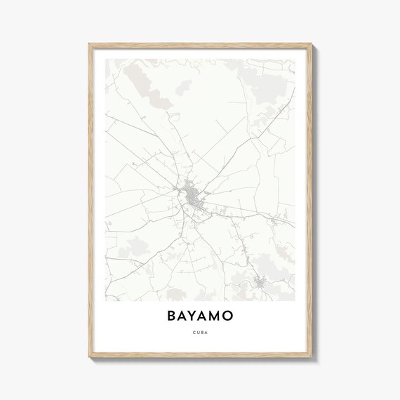 Bayamo Cuba Minimalist City Map Street Grid Modern Decor Print