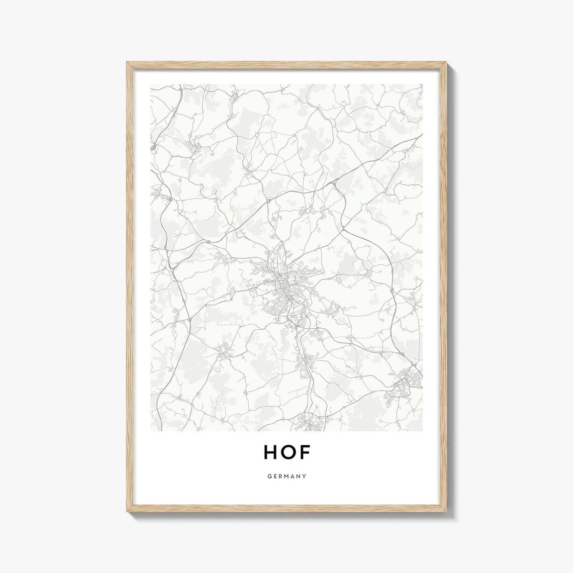 Hof Germany Minimalist City Street Map Line Art Decor Poster