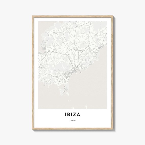 Ibiza Spain Island Minimalist City Map Line Art Wall Decor Print