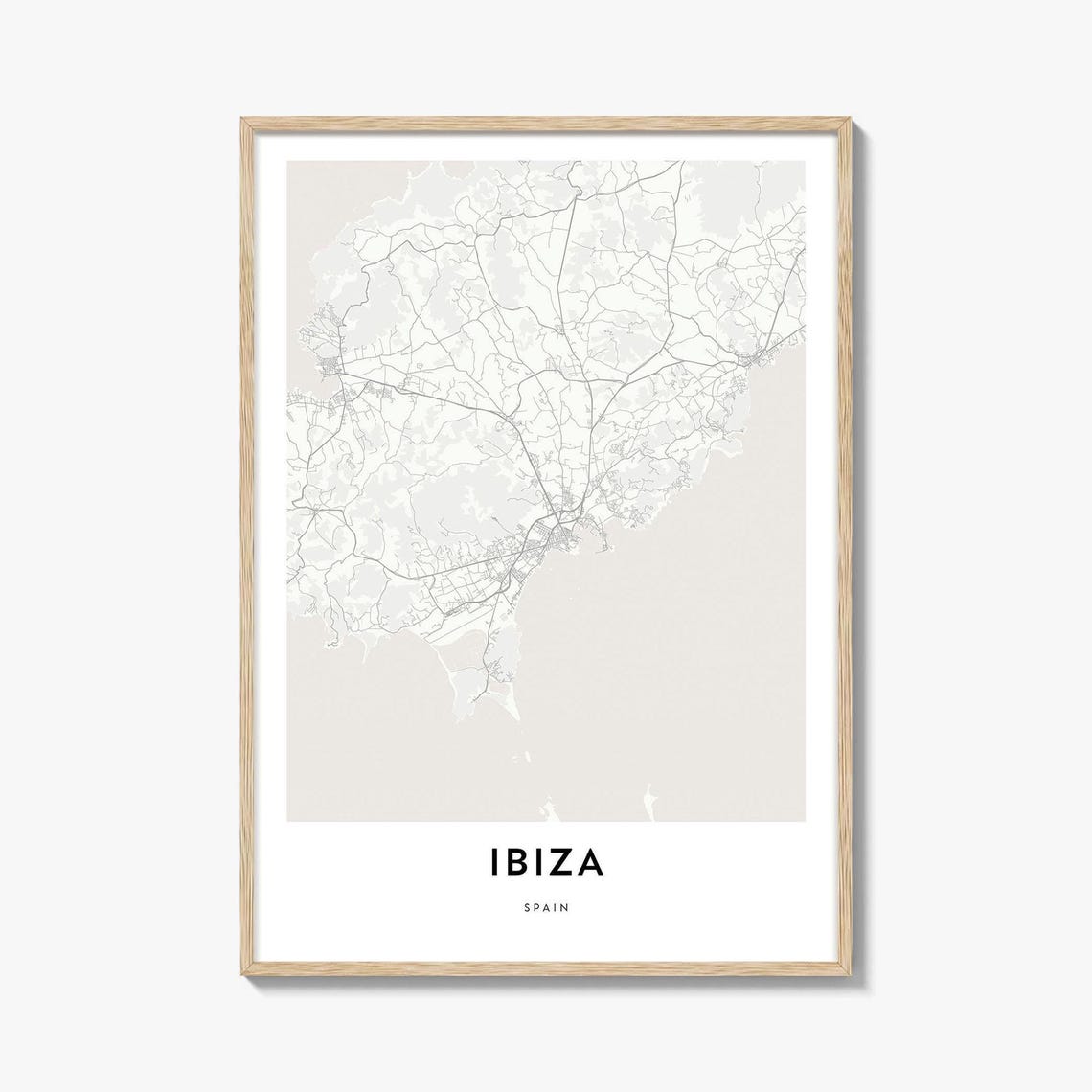 Ibiza Spain Island Minimalist City Map Line Art Wall Decor Print