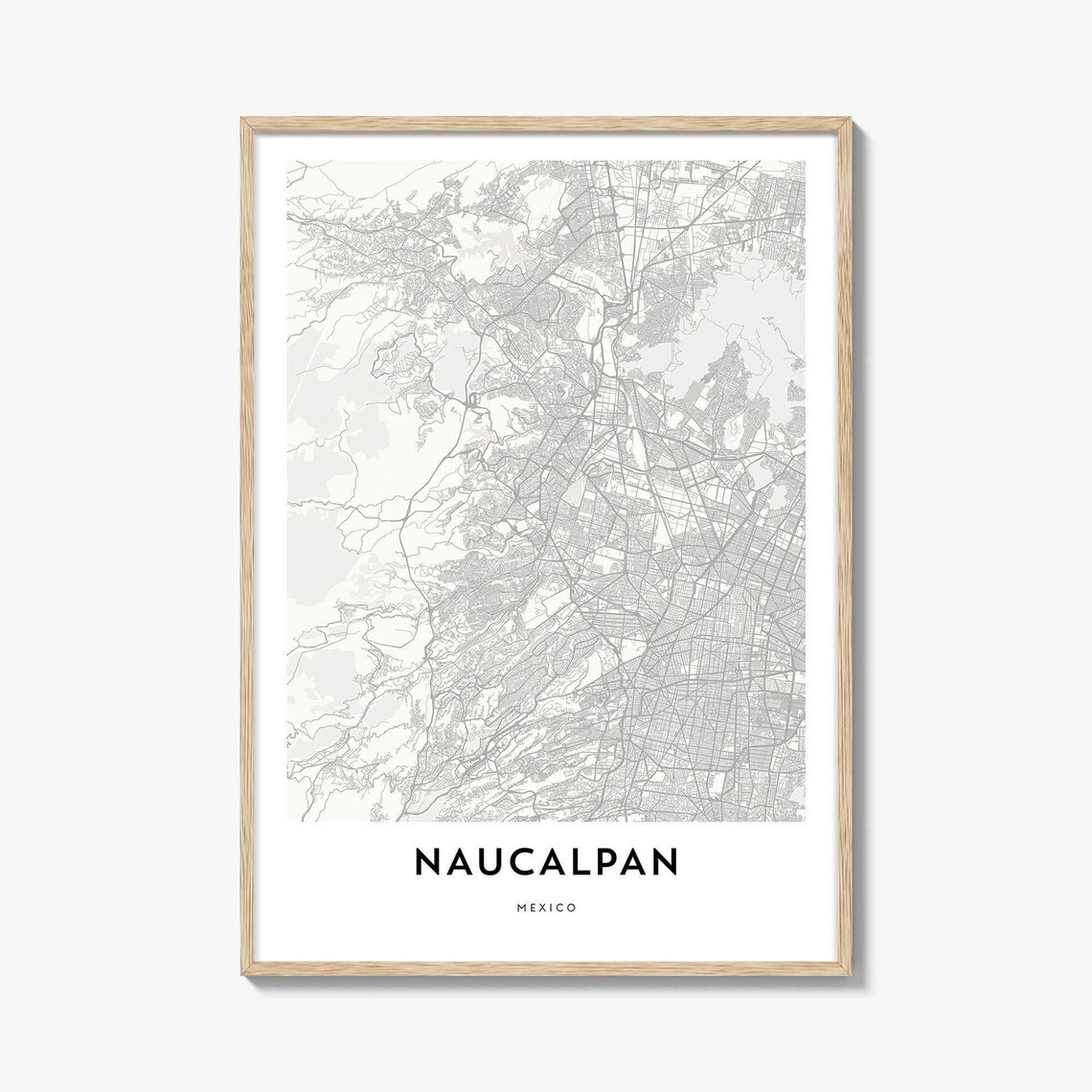 Naucalpan Mexico Minimalist Line Street Map City Travel Poster
