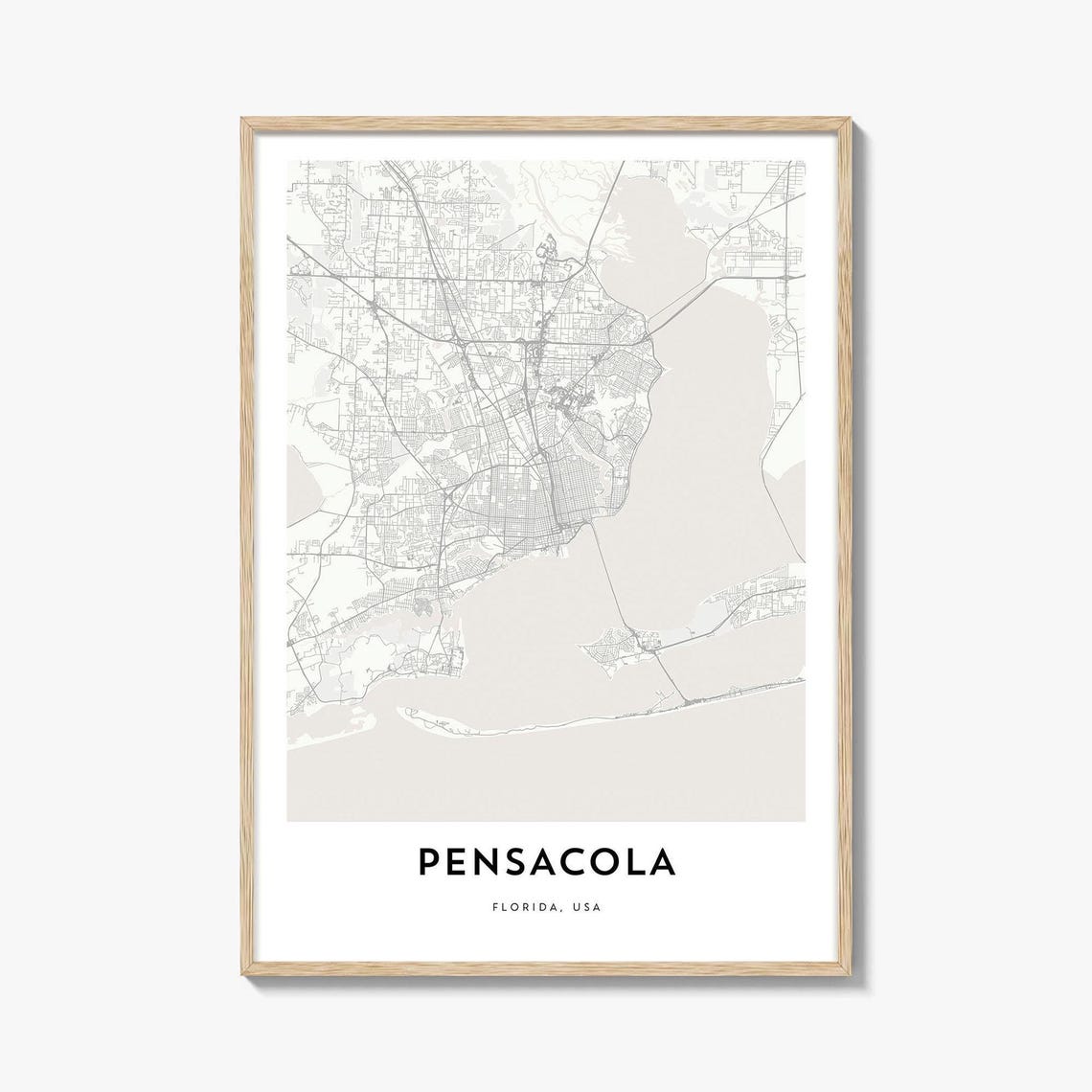 Pensacola Florida Gulf Coast Minimalist City Map Decor Poster