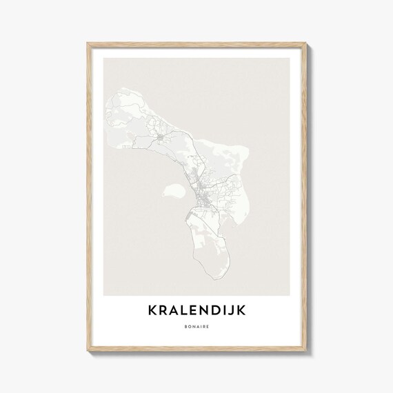 Minimalist Kralendijk Bonaire Caribbean Island Black Line Map Poster