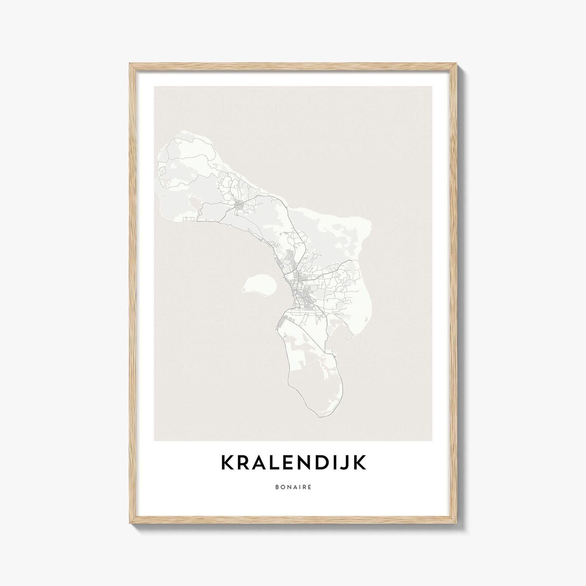 Minimalist Kralendijk Bonaire Caribbean Island Black Line Map Poster