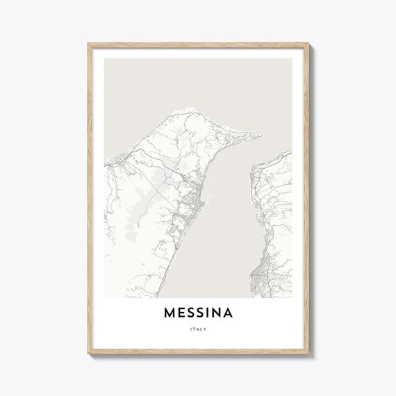 Messina Italy City Street Map Minimalist Line Art Wall Print