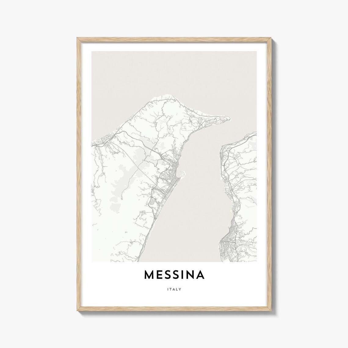 Messina Italy City Street Map Minimalist Line Art Wall Print