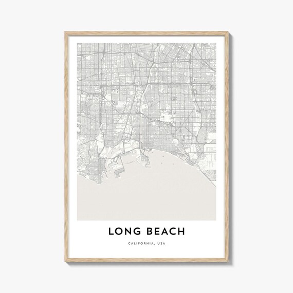 Long Beach California Minimalist Street Map Coastal City Art Poster