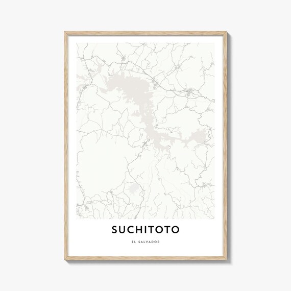 Suchitoto El Salvador Minimalist Colonial City Map Wall Poster