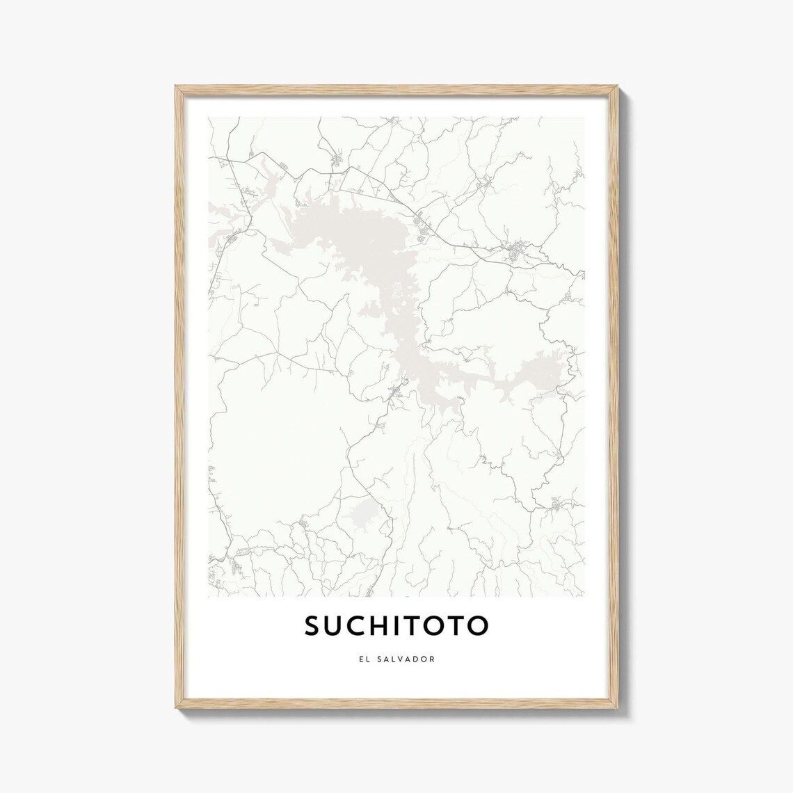 Suchitoto El Salvador Minimalist Colonial City Map Wall Poster