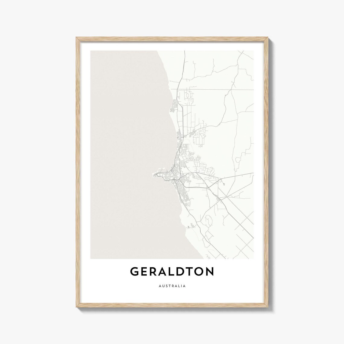 Geraldton Australia Minimal Coastal City Street Map Art Print