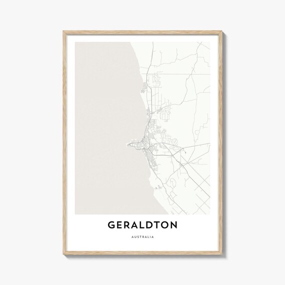 Geraldton Australia Minimal Coastal City Street Map Art Print