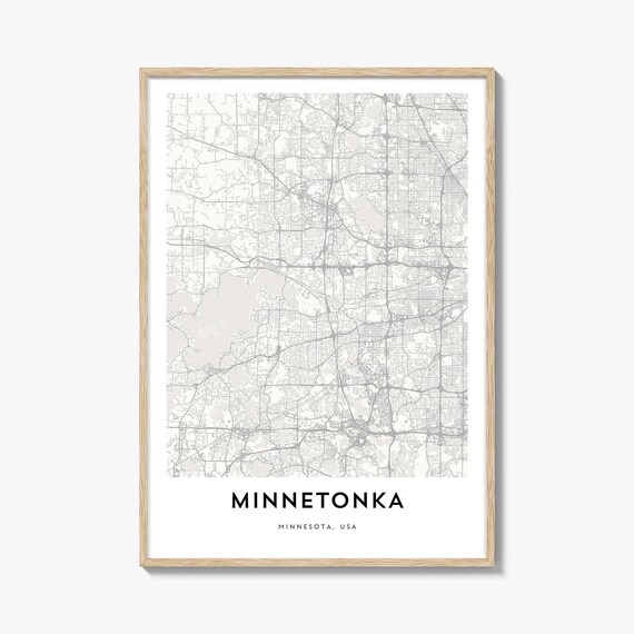 Minnetonka Minnesota City Map Poster Minimalist Street Plan Decor