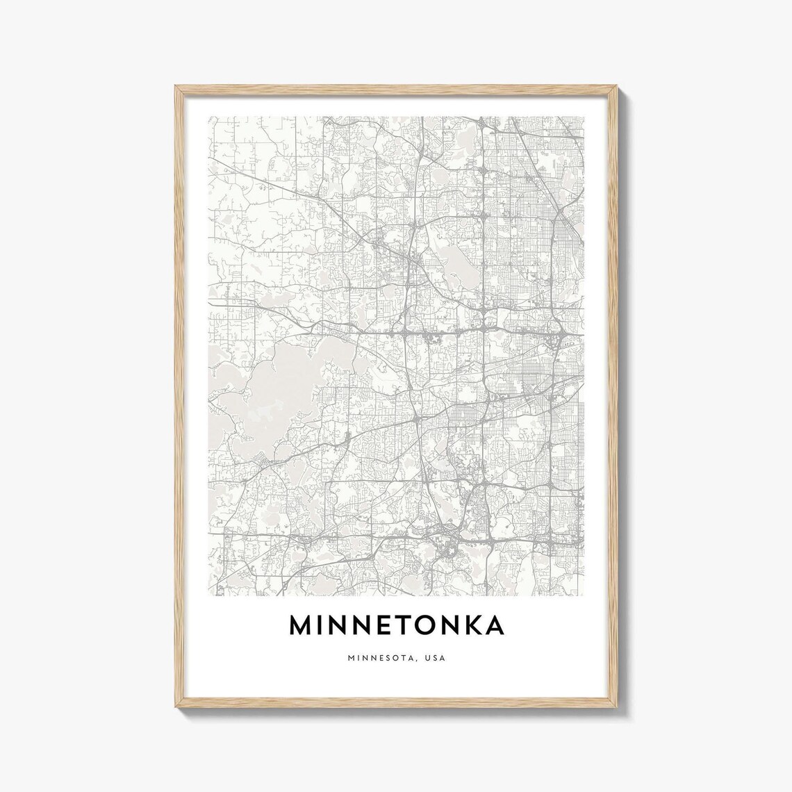 Minnetonka Minnesota City Map Poster Minimalist Street Plan Decor