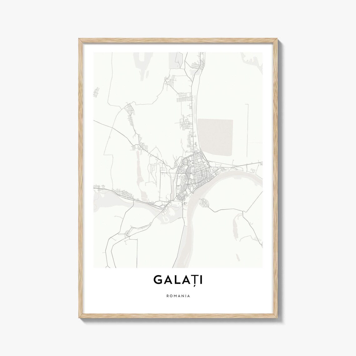 Galati Romania Minimalist City Street Map Line Art Decor Poster