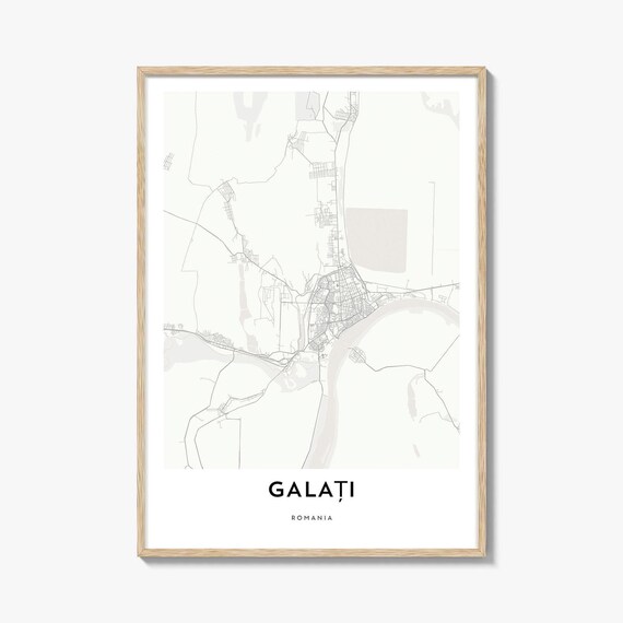Galati Romania Minimalist City Street Map Line Art Decor Poster