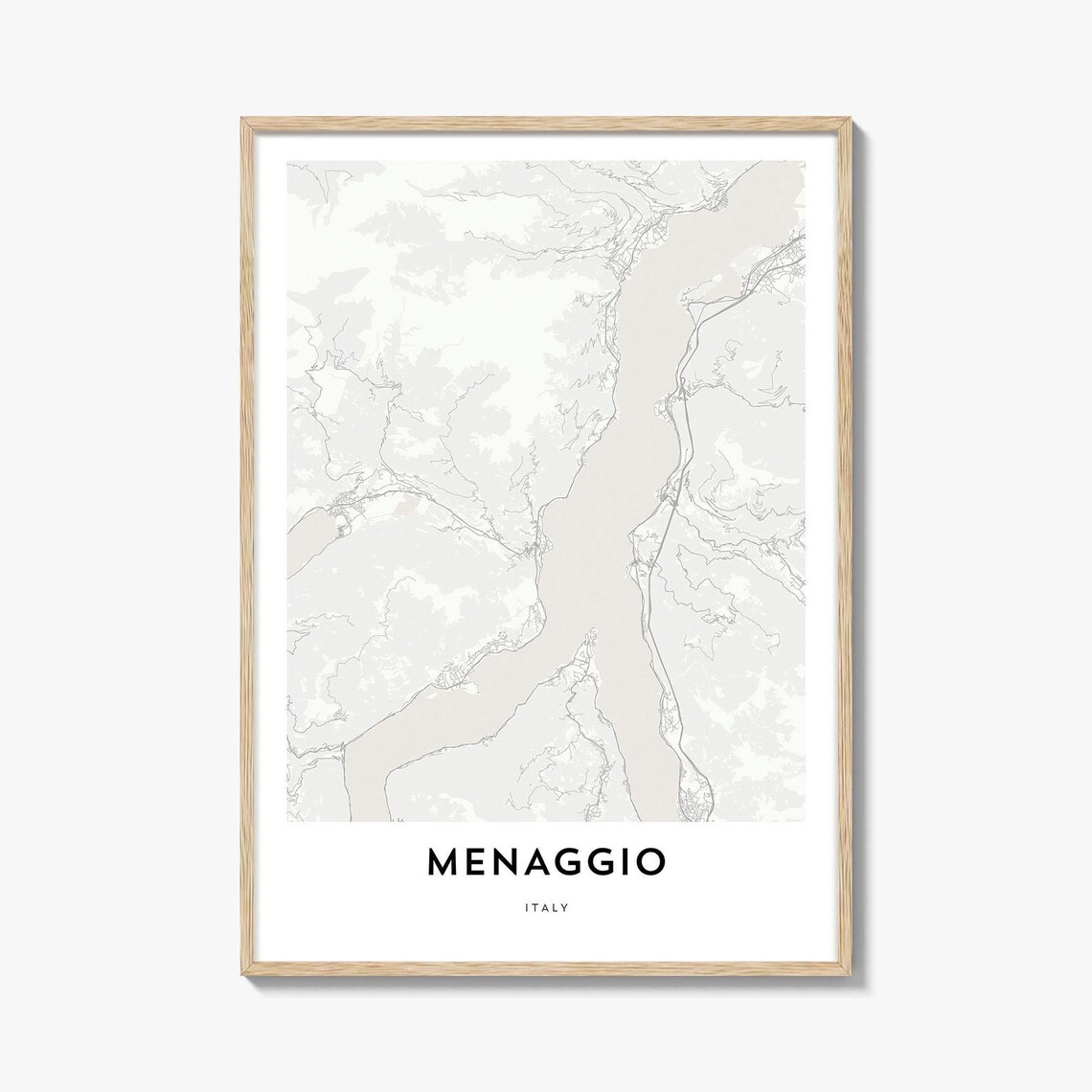 Menaggio Italy Minimalist Street Map Lake Como Town Art Poster