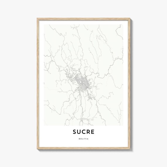 Sucre Bolivia Beige Minimalist City Map Modern Travel Poster