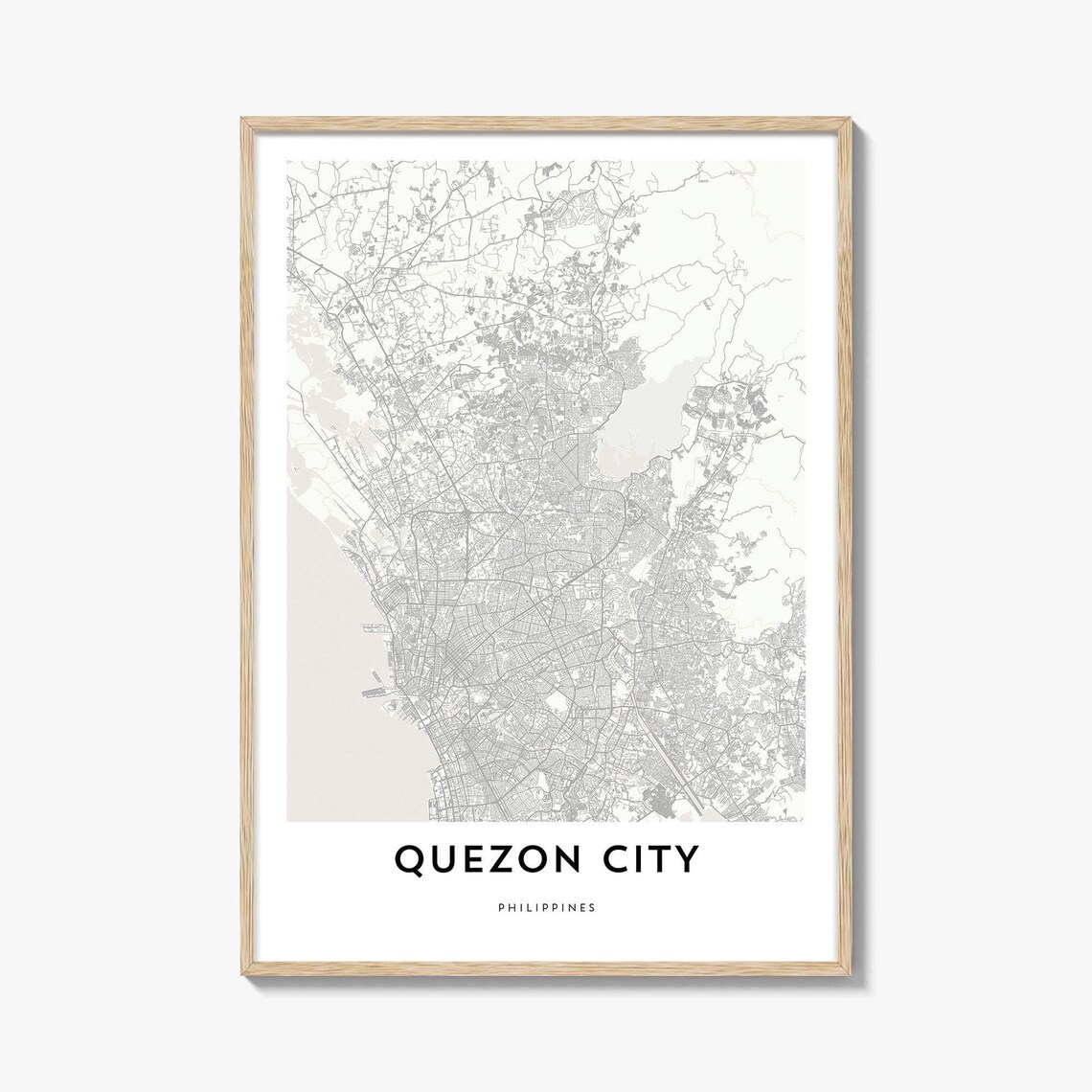 Quezon City Philippines Street Map Minimalist Grey Travel Poster