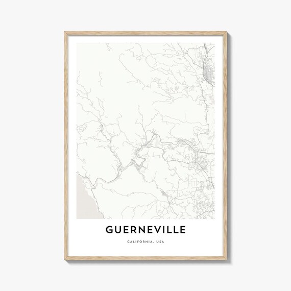 Guerneville California USA Minimalist Street Map City Poster