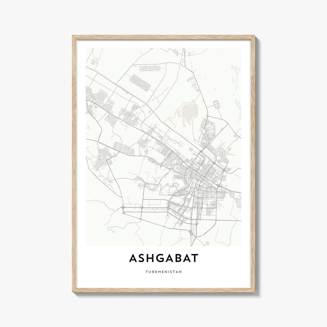Ashgabat Turkmenistan Minimalist City Street Map Poster Travel