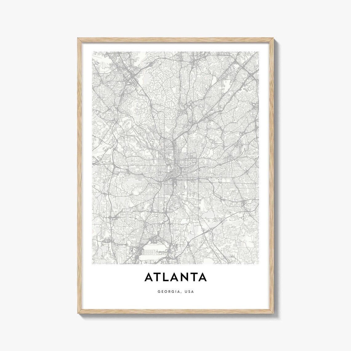 Map Of Atlanta, Georgia Travel Poster Art Print